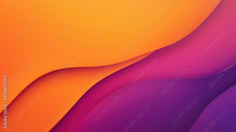 Poster abstract design features smooth waves of orange and purple merging seamlessly, creating a visually appealing backdrop that enhances creativity