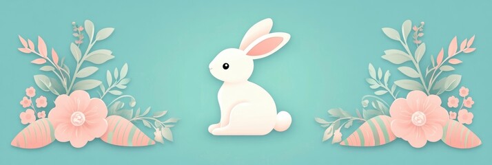 Back view of the Easter rabbit silhouette with striped carrots.