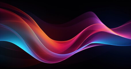 Obraz premium A vibrant abstract design featuring flowing waves of color in shades of pink, blue, and purple against a dark background.