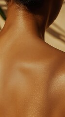 A sunlit back showcases gentle curves, radiating warmth and tranquility in a peaceful environment