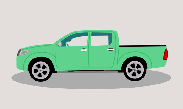 4 door pickup truck showing side view, template for branding advertisement,design style,Vector illustration.
