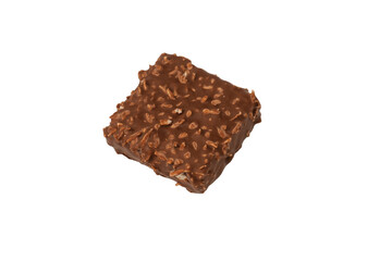 Chocolate coconut wafer bar isolated on white background.