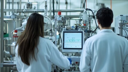Obraz premium Scientists Conducting Research in a High-Tech Laboratory