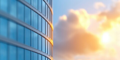 3D render of the dawn view from the perspective glass building.