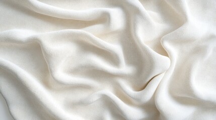 Obraz premium A close-up view of soft, white fabric with gentle folds and textures, perfect for design backgrounds and textile concepts.