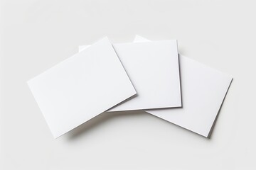 Business card mock up isolated on white background. Blank white card mockup from textured paper for design. Corporate office stationery set template. For text, logo branding. Empty cards pile flat lay