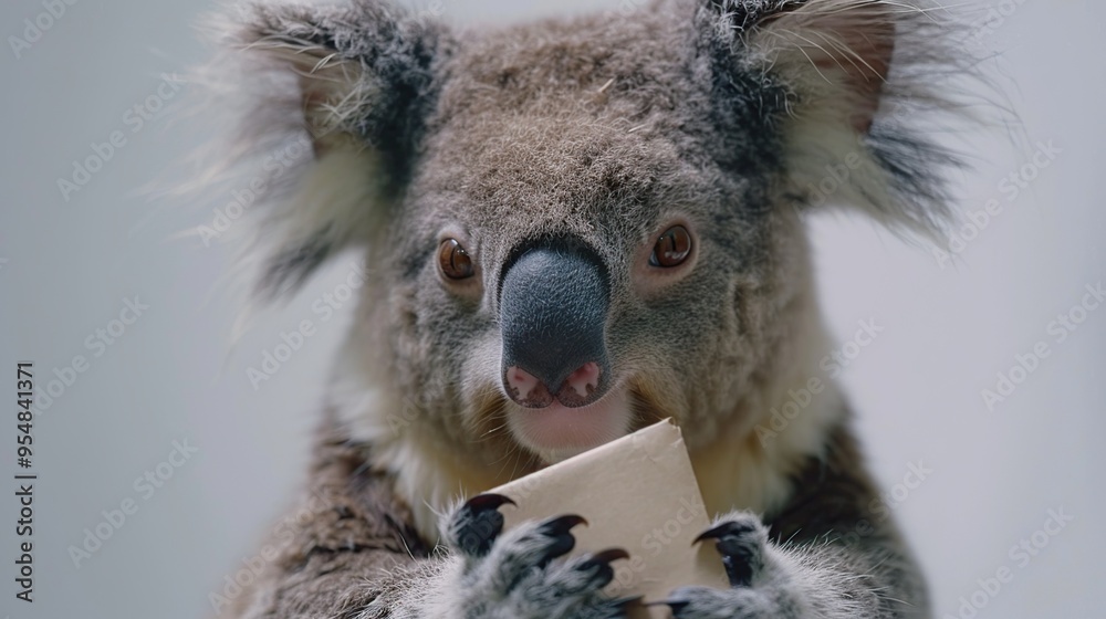 Poster adorable koala holding a gift