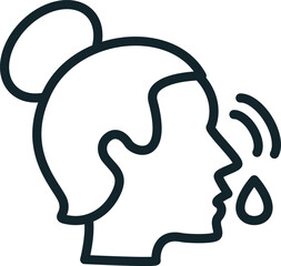 Woman coughing spreading virus outline icon vector