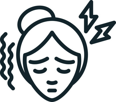 recommend clip art: Woman suffering from migraine or headache with fever