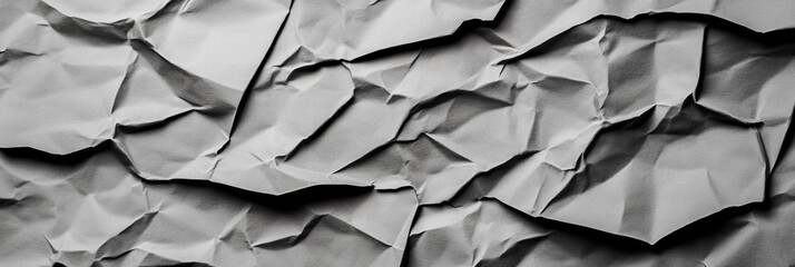 Obraz premium Heavily crumpled grey paper texture with deep lines and shadows rough and weathered appearance 