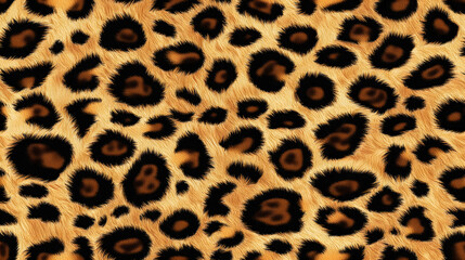 Realistic fur leopard seamless pattern