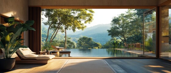 Fototapeta premium A balanced life featuring work and rest in a peaceful, natural setting