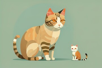 Cute cat sitting on the floor. Vector illustration in retro style. ai generative