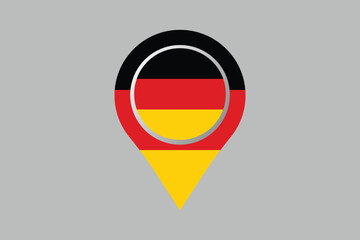 Germany flag with location sign, Germany flag vector graphic, National Germany flag, Vector illustration, Computer illustration
