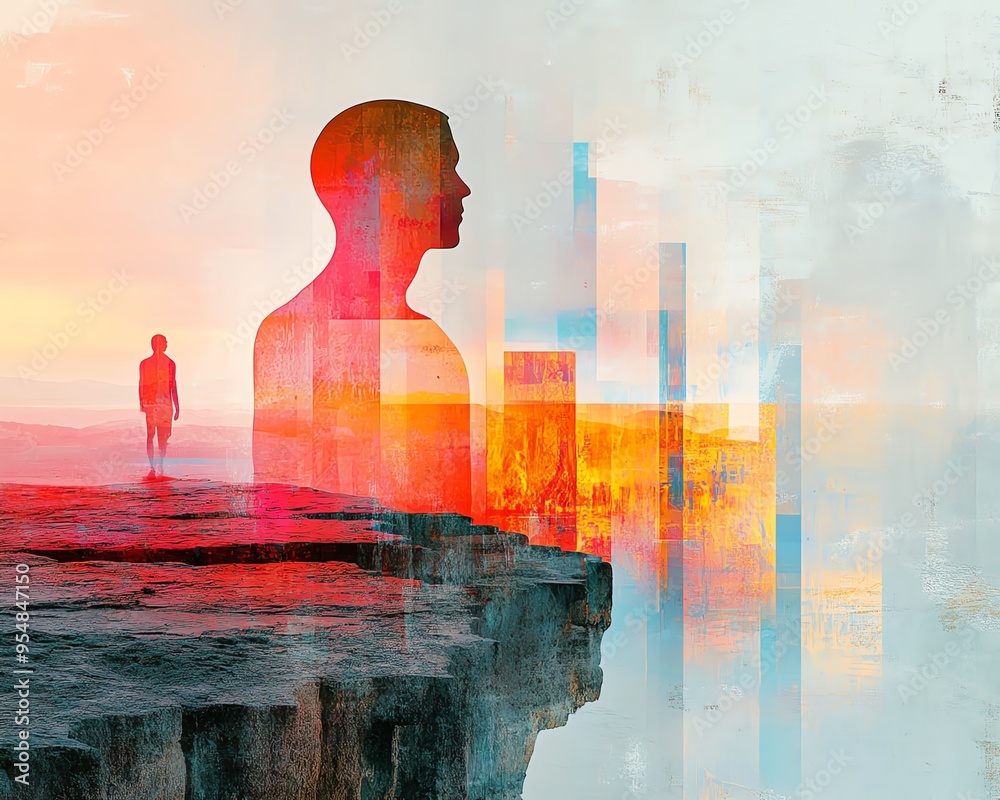 Aufkleber Generate an abstract scene with shapes representing choices