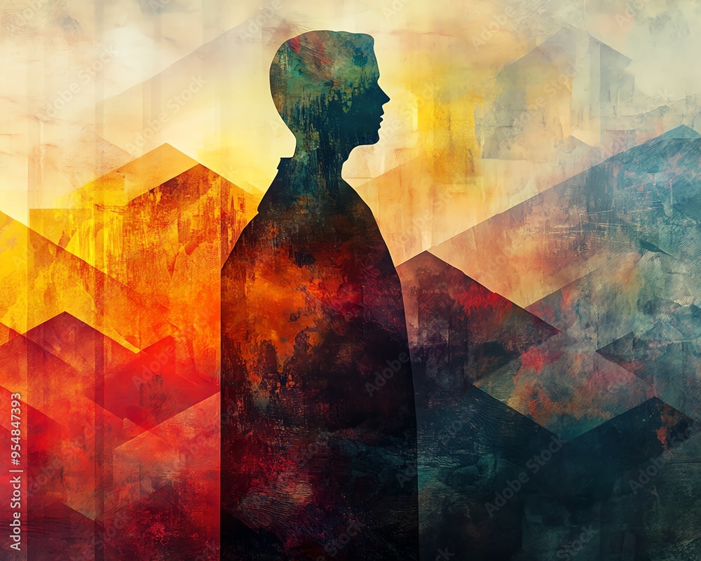 Aufkleber Generate an abstract scene with shapes representing choices