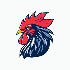 Rooster head mascot logo.  sports team mascot. Cock head illustration