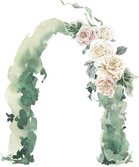 Spring Floral Wedding Bouquet White Cream Pastel Watercolor Corner Banner Elegant Wreath Frame