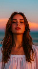 Young, beautiful woman enjoying a beach lifestyle photograph.