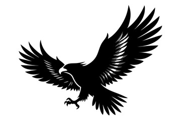 Eagle silhouette vector illustration, bird icon tattoo