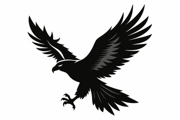 Eagle silhouette vector illustration, bird icon tattoo