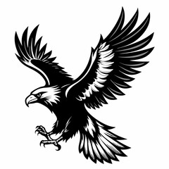 Eagle silhouette vector illustration, bird icon tattoo