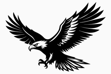 Eagle silhouette vector illustration, bird icon tattoo