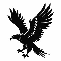 Eagle silhouette vector illustration, bird icon tattoo