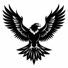 Eagle silhouette vector illustration, bird icon tattoo