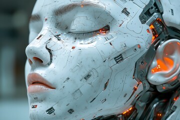 A robotic face of a woman. Generative AI
