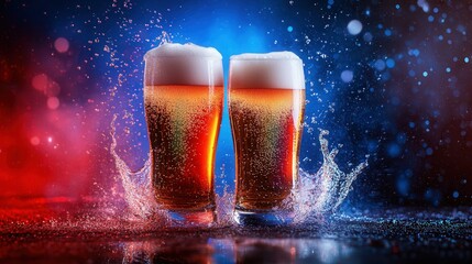 Beer Splash in Studio Lighting. AI generated illustration