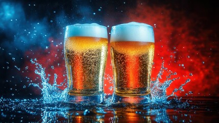 Beer Splash in Studio Lighting. AI generated illustration