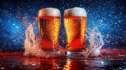 Beer Splash in Studio Lighting. AI generated illustration
