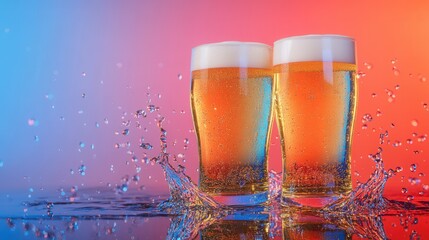 Beer Splash in Studio Lighting. AI generated illustration