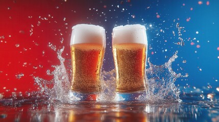 Beer Splash in Studio Lighting. AI generated illustration