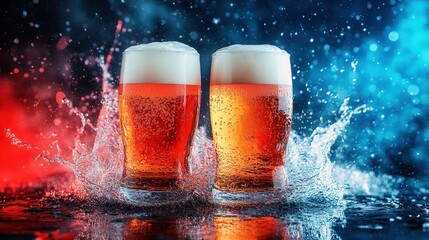 Beer Splash in Studio Lighting. AI generated illustration
