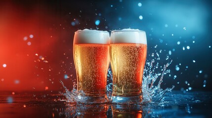 Beer Splash in Studio Lighting. AI generated illustration