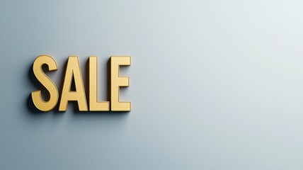 Stylish gold SALE lettering on a minimalist background, perfect for promoting discounts and special offers in marketing campaigns.
