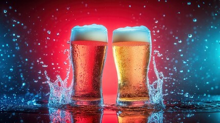 Beer Splash in Studio Lighting. AI generated illustration