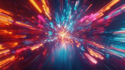 Obraz premium Abstract Colorful Light Streaks Background - Futuristic and Vibrant Design