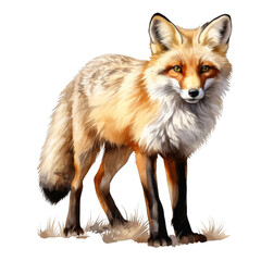 Watercolor Cute Fox Isolated on a Transparent Background