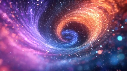 Obraz premium Abstract Swirling Galaxy with Glowing Stars and Bokeh Lights - Cosmic Background
