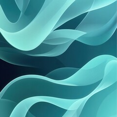 Obraz premium Abstract Teal and Blue Wavy Lines Background - Digital Art, Design, and Presentation Template