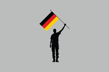 A Man holding an Germany flag, German national symbol, Germany country flag is a symbol of freedom, Vector illustration, Digital illustration
