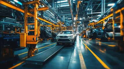 Automotive Manufacturing Assembly Line in Modern Factory