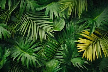 Creative nature wall background, tropical leaf banner or floral jungle pattern concept. ith generative ai