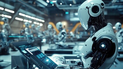 Fototapeta premium Robotic Automation in Modern Manufacturing Facility