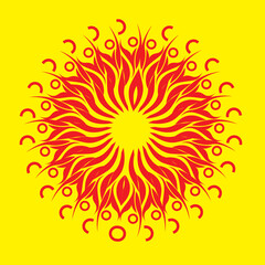 Colorful mandala.  Ornamental round doodle flower isolated on white background.  Geometric circle element.  Vector illustration.