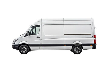 A cargo van for transportation services is isolated on a white background, suitable for mockups, advertising, logistics, and delivery concepts