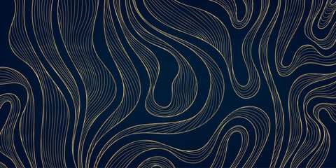 Vector gold wavу background, abstract line texture, modern premium graphic, glitter shape, copper poster. 